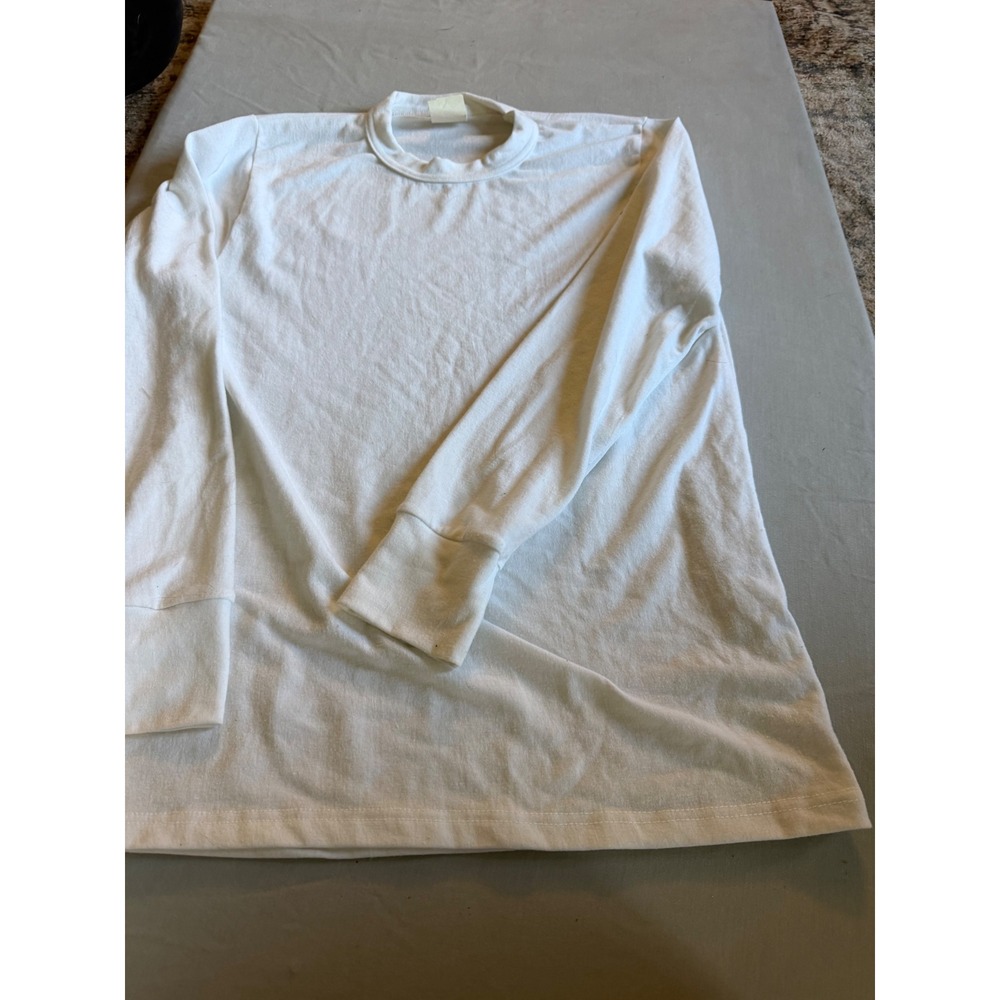 Vintage Womens Unbranded Long Sleeve Crewneck T-Shirt M White Made in USA